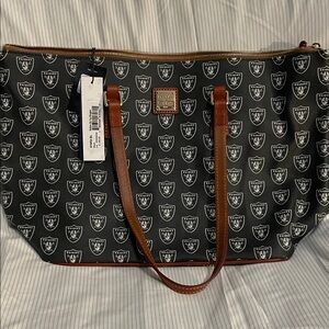 Dooney & Bourke Black and Brown Raiders Tote